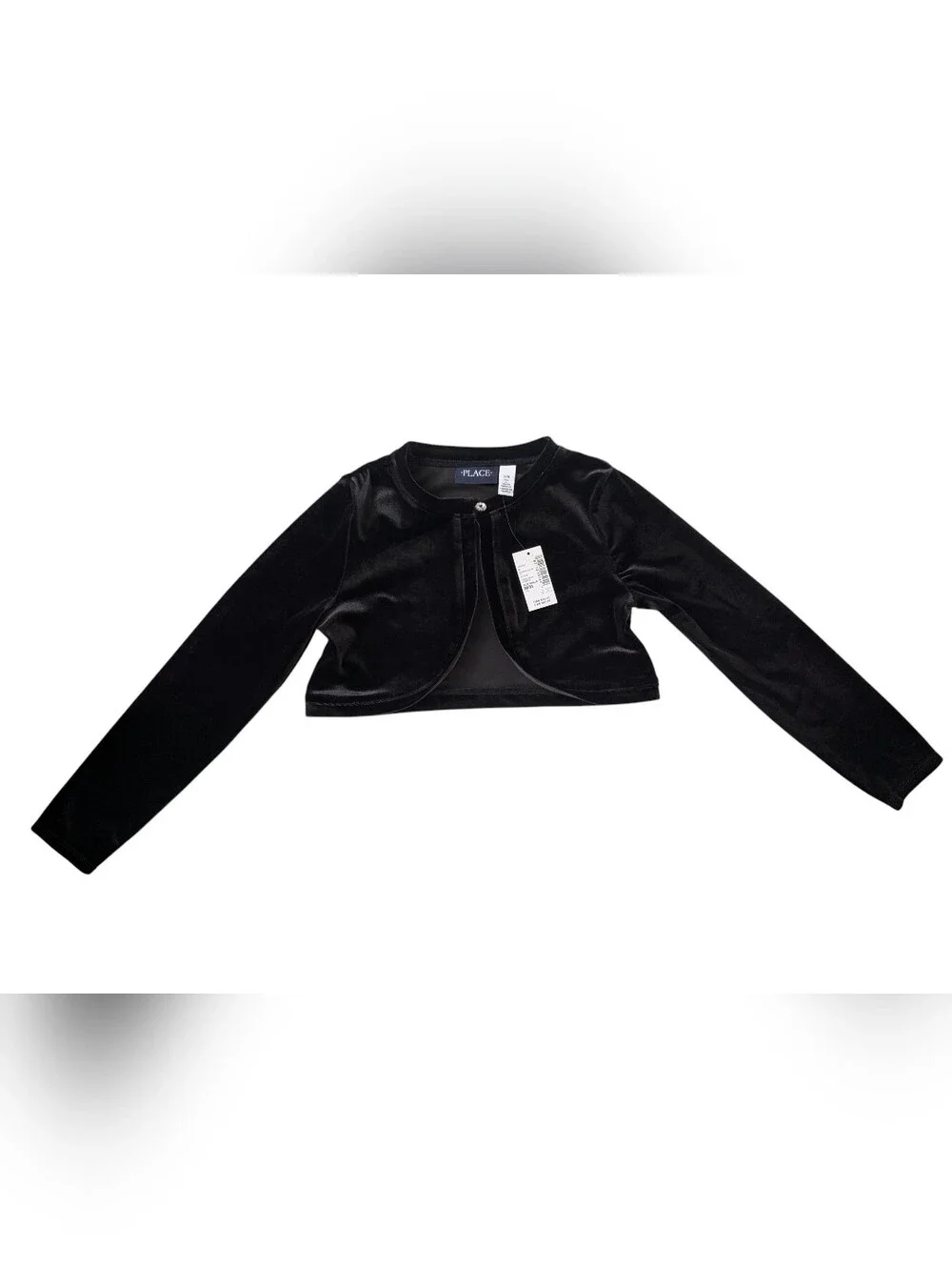 The Children's Place Girls Black Velour Cropped Shrug Cardigan Jacket NWT Size M
